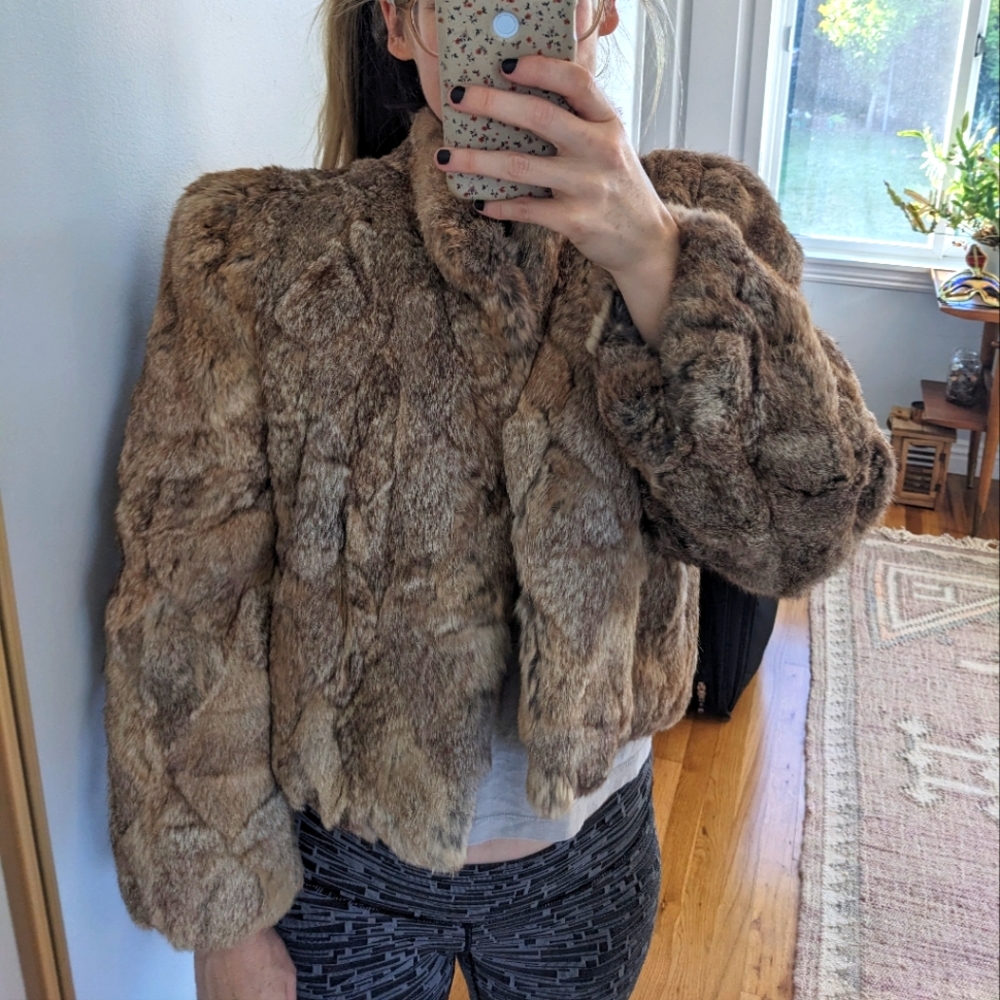 Rabbit fur jacket 80s 90s vintage
